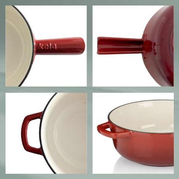 KELA Pánev na sýrové fondue litinová CALIDO 1,8 l červená KL-16622