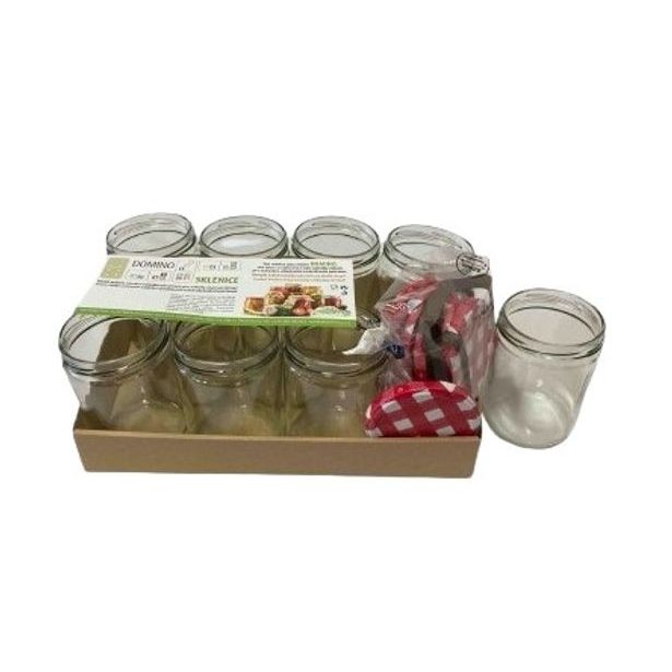 sklen.zavař. 440ml-10ks-LUNCH+10ks víček TO82 KÁRO červené