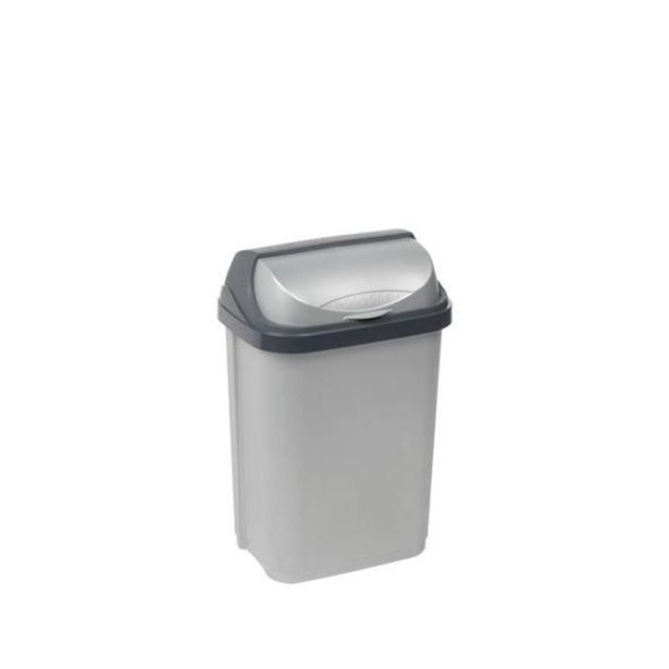 koš odp.10l RASMUS, stříbrný, zasouv.víko, 25,5x19x39cm, plast