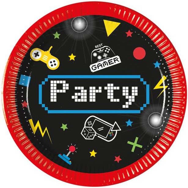 PROCOS TALÍŘKY PAPÍROVÉ GAME PARTY 8 KS, 20 CM_hamashop