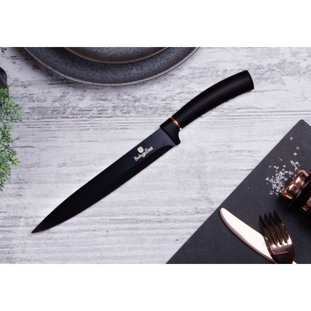 BERLINGERHAUS Sada nožů s nepřilnavým povrchem + prkénko 6 ks Black Rose Collection BH-2550
