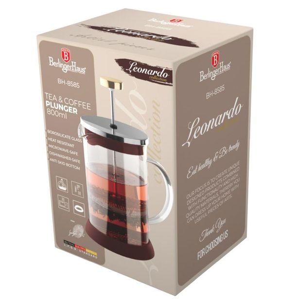 BERLINGERHAUS Konvička na čaj a kávu French Press 800 ml Leonardo Collection BH-8585