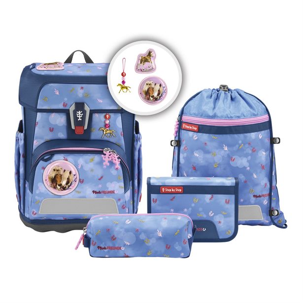 Školní aktovka CLOUD Spiegelburg, Pferdefreunde, Horse Friends- 5 dílný set, AGR certifikát