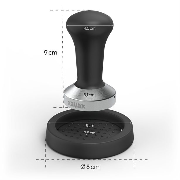 Barista tamper na kávu s podložkou, 51 mm, nerez