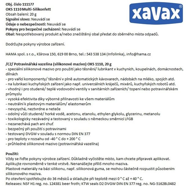 Potravinářská vazelína (silikonové mazivo) OKS 1110, 20 g