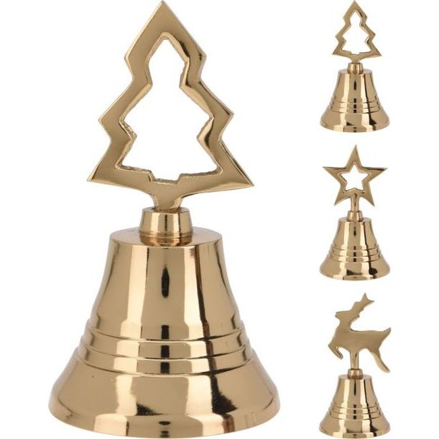zvonek 10cm, zlatý, 3druhy, kov