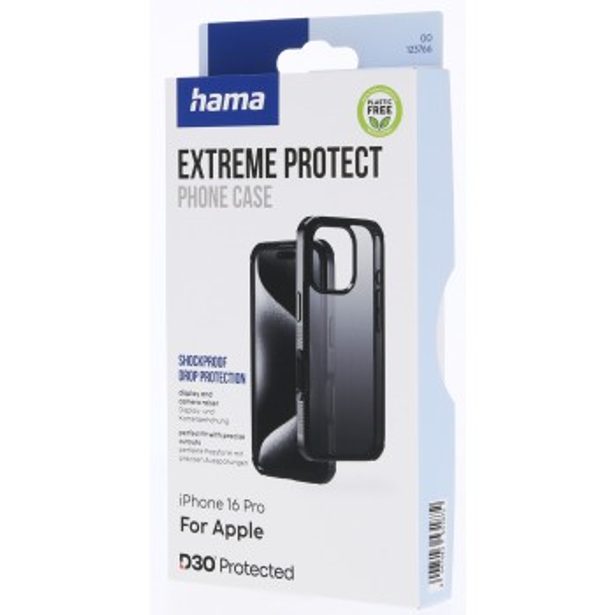 Hama Extreme Protect, kryt pro Apple iPhone 16 Pro, materiál D3O, průhledný černý