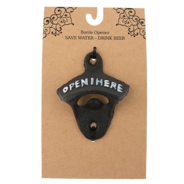 otvírák OPEN HERE, 6,8x8x3cm, LITINA