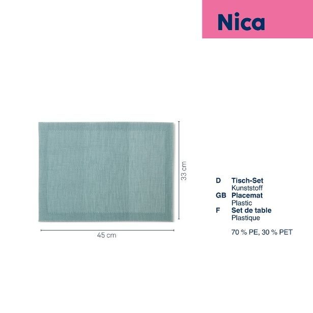 KELA Prostírání Nica 70%PE/30%PET světle modrá 45,0x33,0cm KL-12828