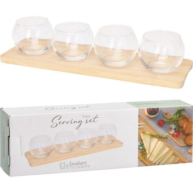 EXCELLENT HOUSEWARE Servírovací misky na bambusovém podnose sada 5 ks KO-210001310