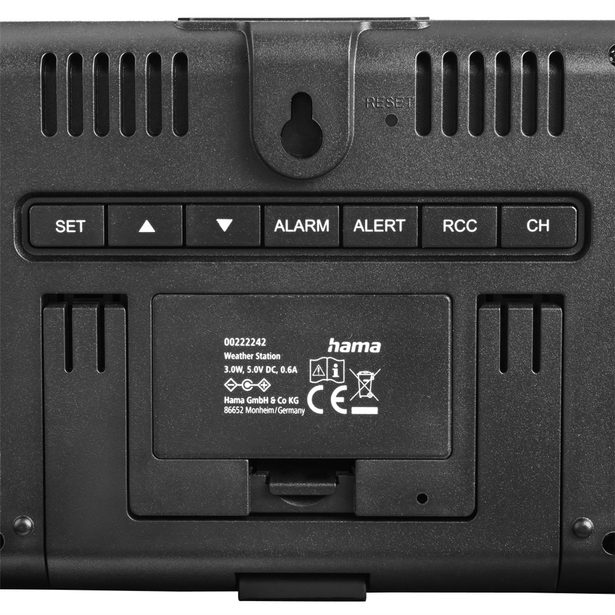 Hama Usedom, meteostanice, bezdrátový senzor, barevný VA displej, síťový zdroj, baterie