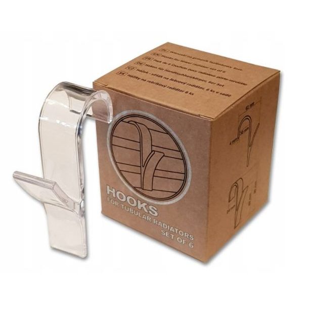 háček- 6ks koupel., na topný žebřík, průhledný, plast