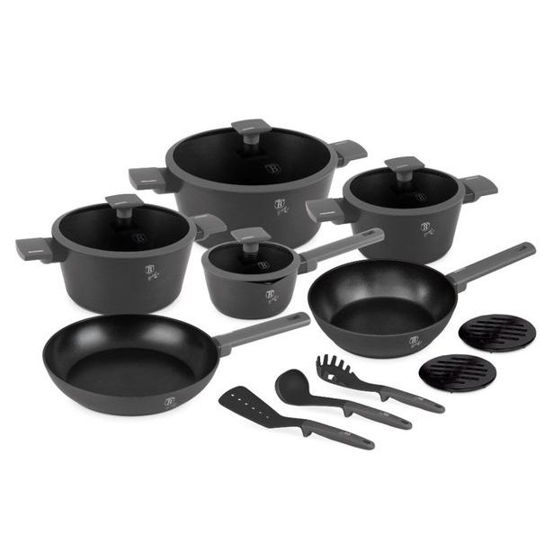 BERLINGERHAUS Sada nádobí s titanovým povrchem 15 ks Antracit Collection BH-8141