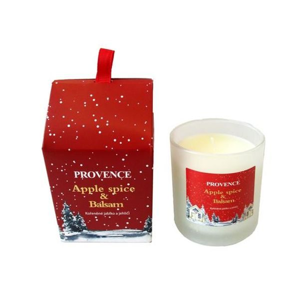Provence SVÍČKA VE SKLE VÁNOČNÍ MATNÁ BÍLÁ 7X8CM 135G ČERVE_hamashop
