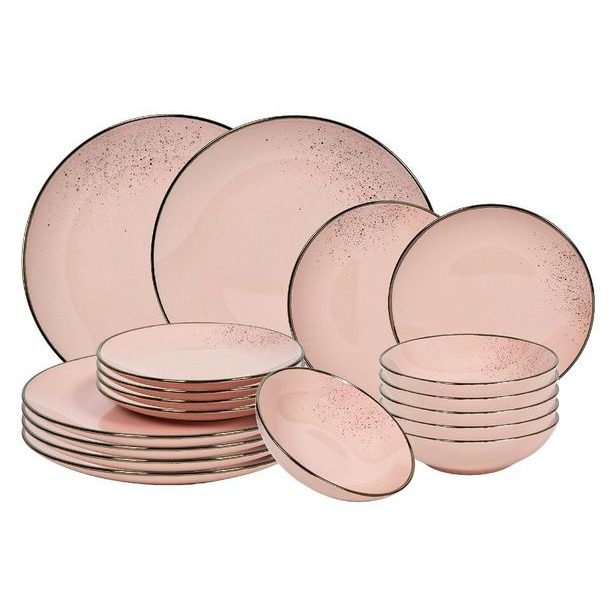 HIT Jídelní sada talířů 18 ks Lucca růžová HT-24327468