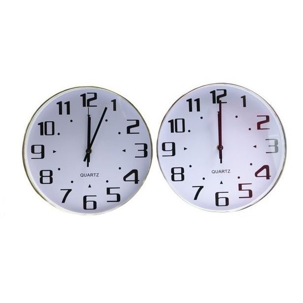 hodiny d29cm, kulaté, kov.rám., 2barvy