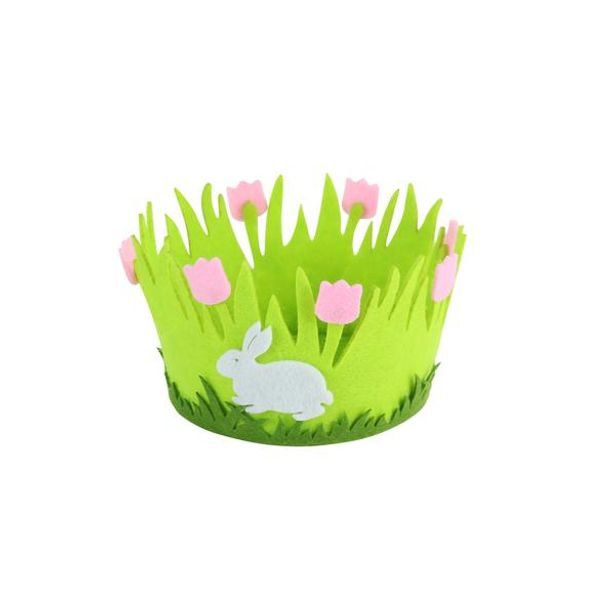 TORO KOŠÍK VELIKONOČNÍ PLSTĚNÝ,KULATÝ,14X8CM, ASSORT_hamashop