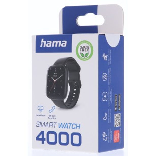 Hama 4000, smart hodinky, funkce telefonování, voděodolné IP68, Siri/ Google Assistant, černé