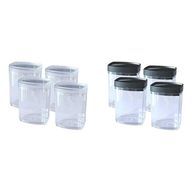 kořenka 150ml, 4ks, v.10cm, čirá, víčko čiré, šedé, černé, plast