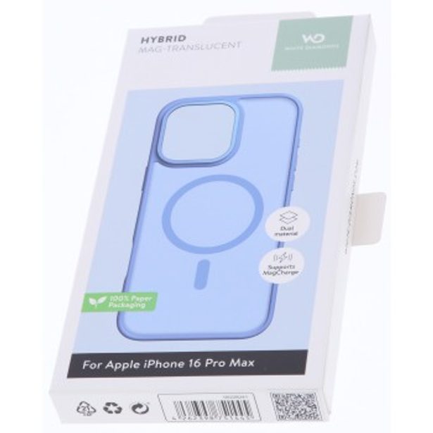 White Diamonds Hybrid Case, kryt pro Apple iPhone 16 Pro Max, magnetický, matný, poloprůhledný modrý