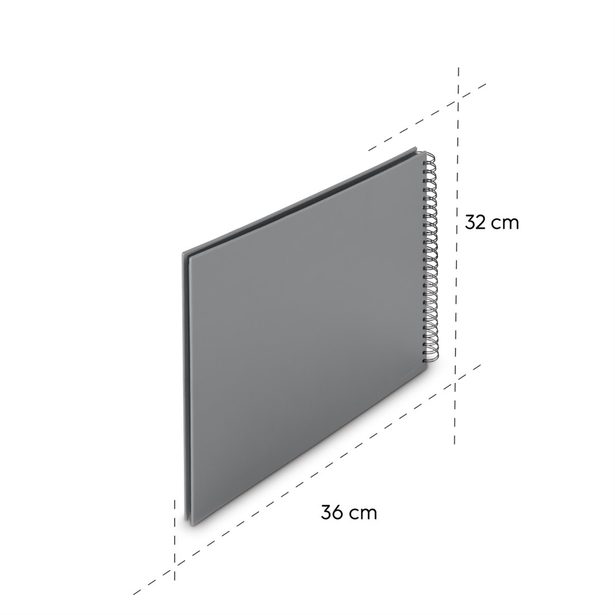 Hama album klasické spirálové FINE ART 36x32 cm, 50 stran, kamenná šedá, černé listy