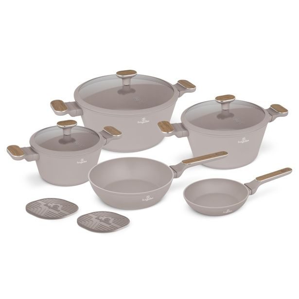 BERLINGERHAUS Sada nádobí s titanovým povrchem 10 ks Taupe Nordic Collection BH-8343
