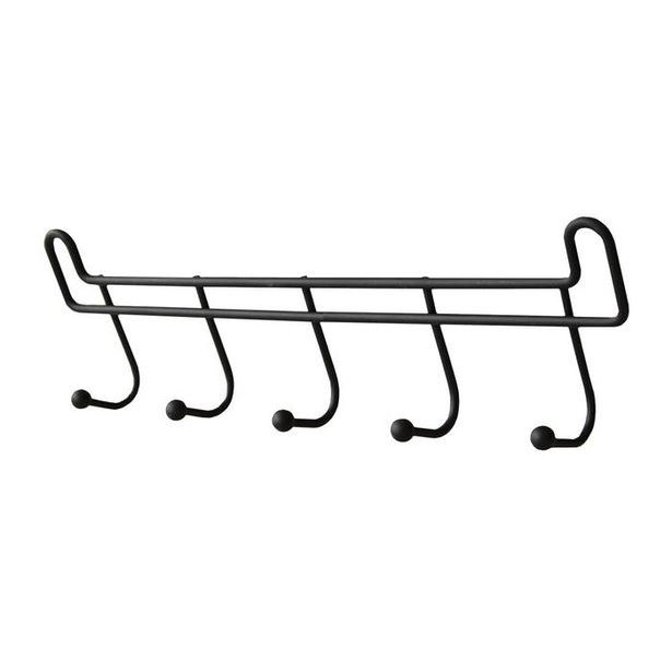 věšák 5-háčků+2přís. 27x4x7cm BLACK GLOBE, černý kov