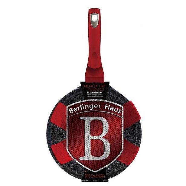 BERLINGERHAUS Pánev na palačinky s mramorovým povrchem 25 cm Burgundy Metallic Line BH-1272