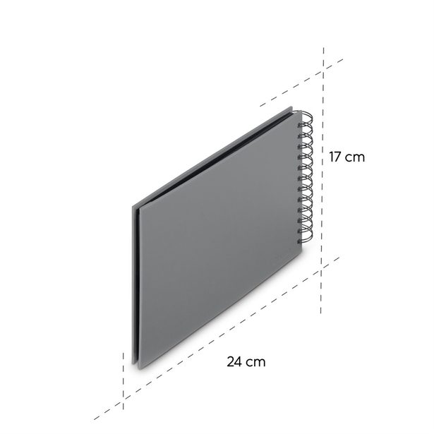 Hama album klasické spirálové FINE ART 24x17 cm, 50 stran, kamenná šedá, černé listy