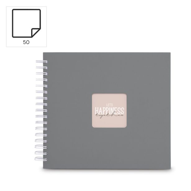 Hama album klasické spirálové FINE ART 28x24 cm, 50 stran, kamenná šedá, bílé listy