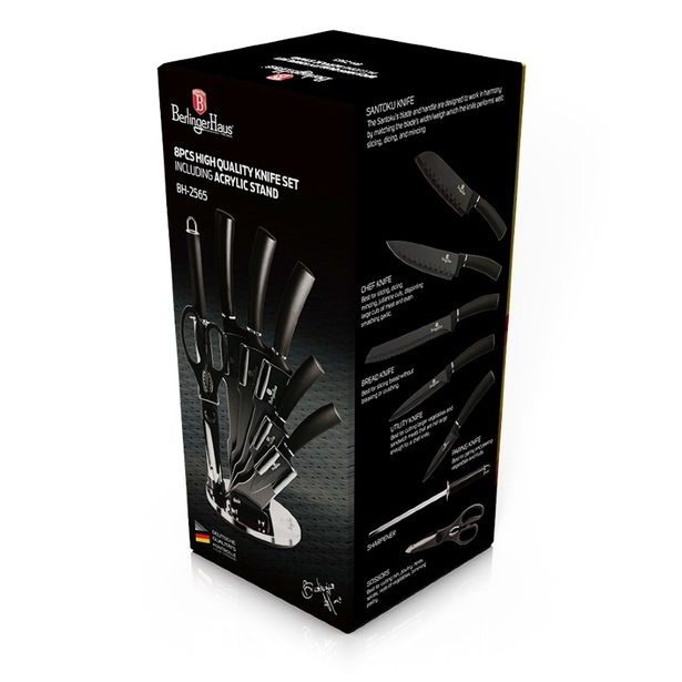 BERLINGERHAUS Sada nožů ve stojanu 8 ks Matte Black Collection BH-2565