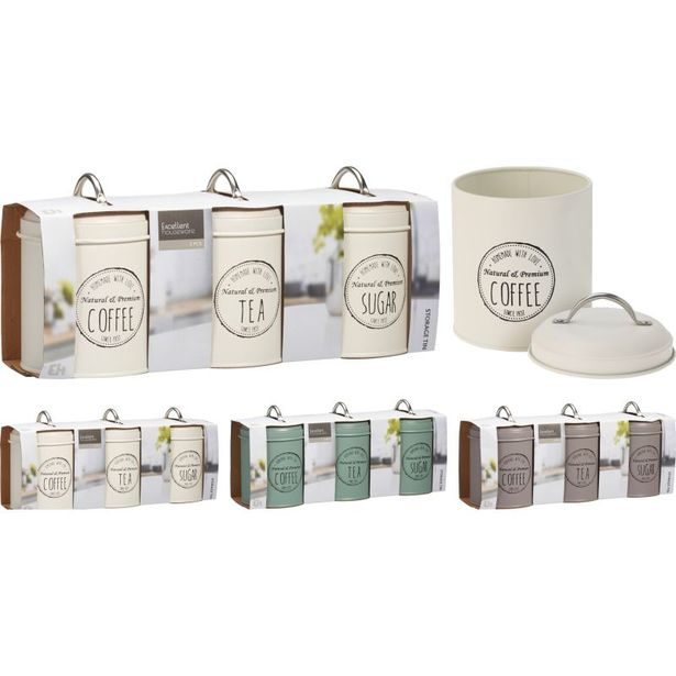 EXCELLENT HOUSEWARE Dóza na potraviny kávu, čaj a cukr sada 3 ks šedá KO-C80653730seda