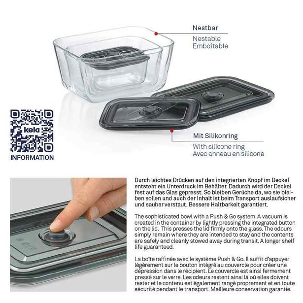 KELA Dóza na potraviny skladovací Aurelia sklo 24,0x18,0x11,0cm 2,5l KL-12646