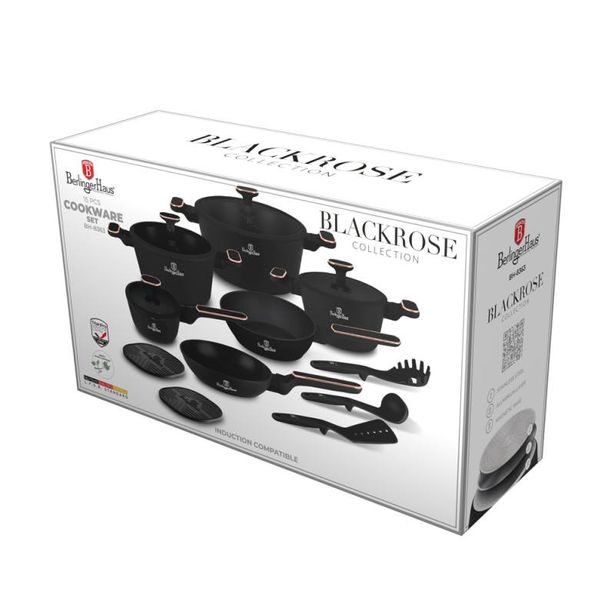 BERLINGERHAUS Sada nádobí s titanovým povrchem 15 ks Black Rose Collection BH-8363