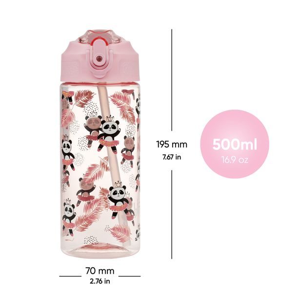 BAAGL Tritanová láhev na pití s brčkem Panda 500 ml