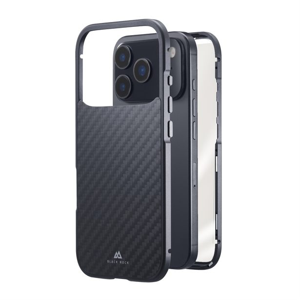 Black Rock 360° Glass, kryt pro Apple iPhone 17 Pro, skleněný, přední + zadní díl, karbonová úprava