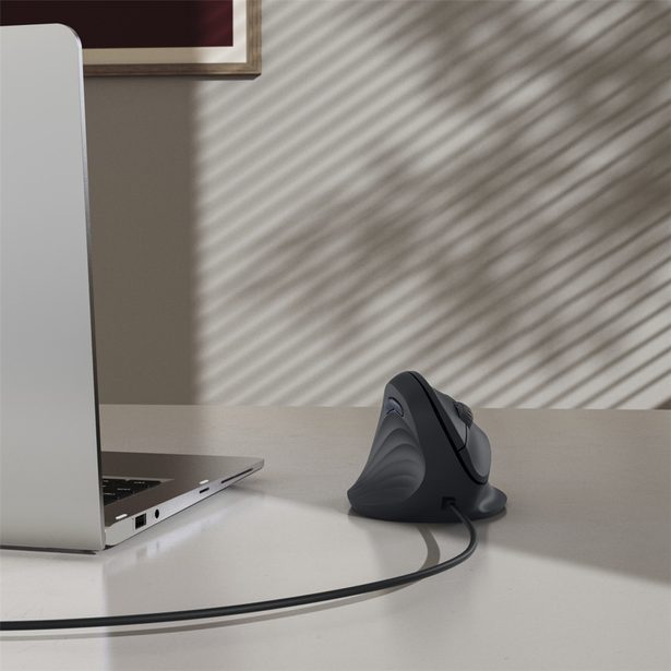 Hama vertikální ergonomická kabelová myš ECM-500L, pro leváky, černá