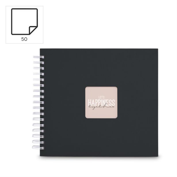 Hama album klasické spirálové FINE ART 28x24 cm, 50 stran, nová černá, bílé listy