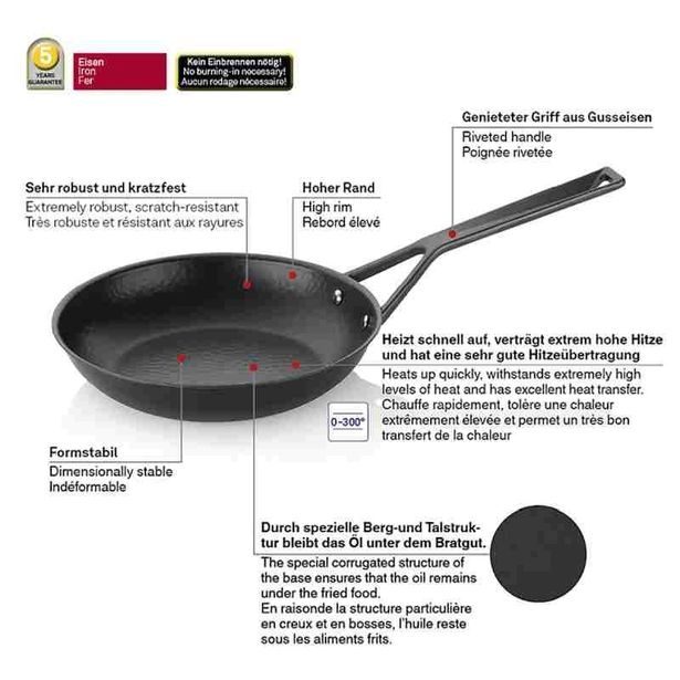 KELA Pánev železná Ruvido černá 24cm KL-12601