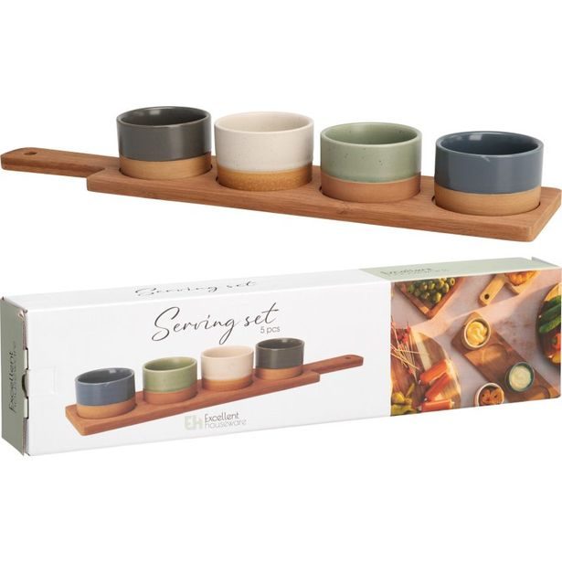 EXCELLENT HOUSEWARE Sada misek na pochutiny servírovací s prkénkem 4 ks KO-210001100