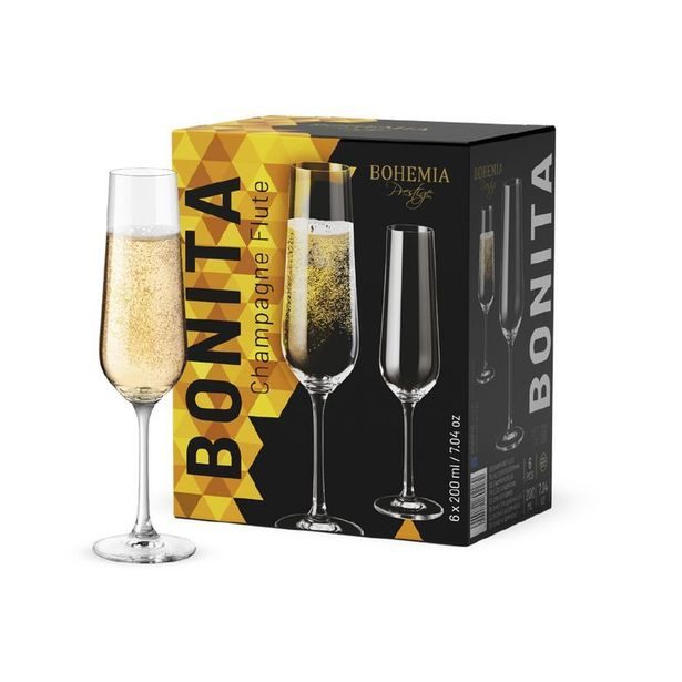 sklen. 200ml, 6ks, BOHEMIA PR. BONITA, šampus flétna