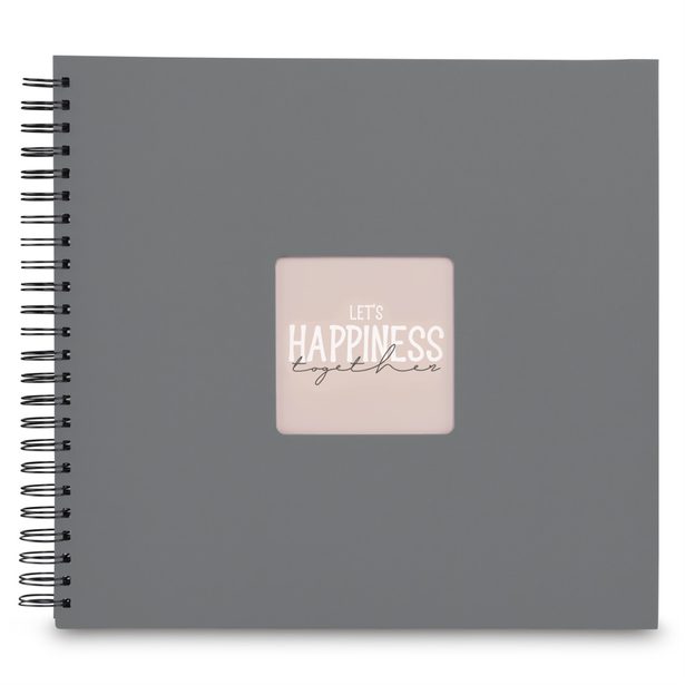 Hama album klasické spirálové FINE ART 36x32 cm, 50 stran, kamenná šedá, černé listy