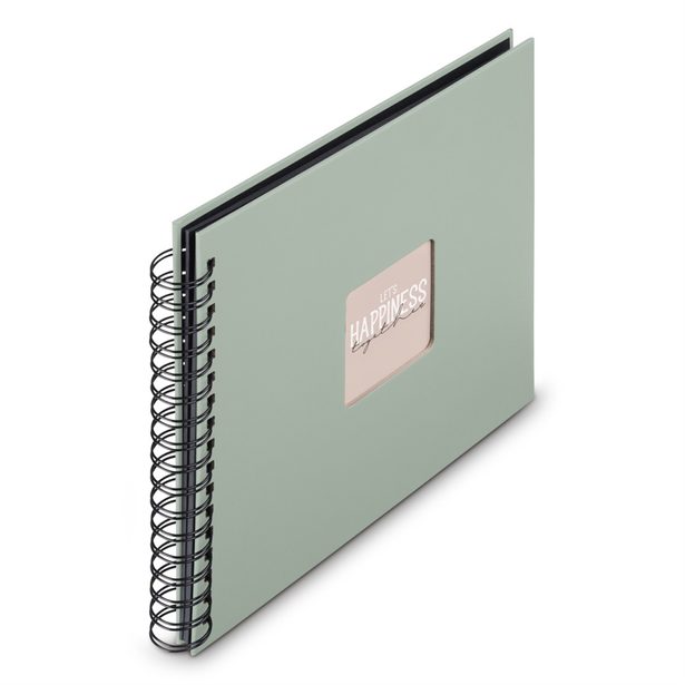 Hama album klasický špirálový FINE ART 28x24 cm, 50 strán, sage, čierne listy