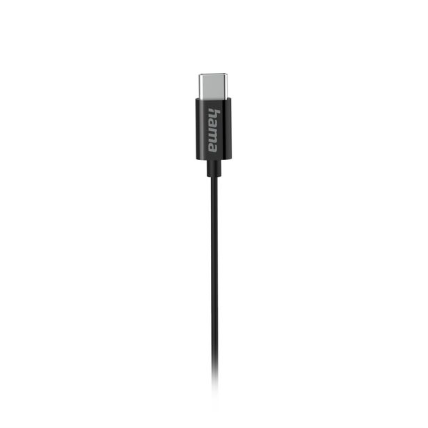 Hama USB-C sluchátka s mikrofonem Curly, špunty, černá
