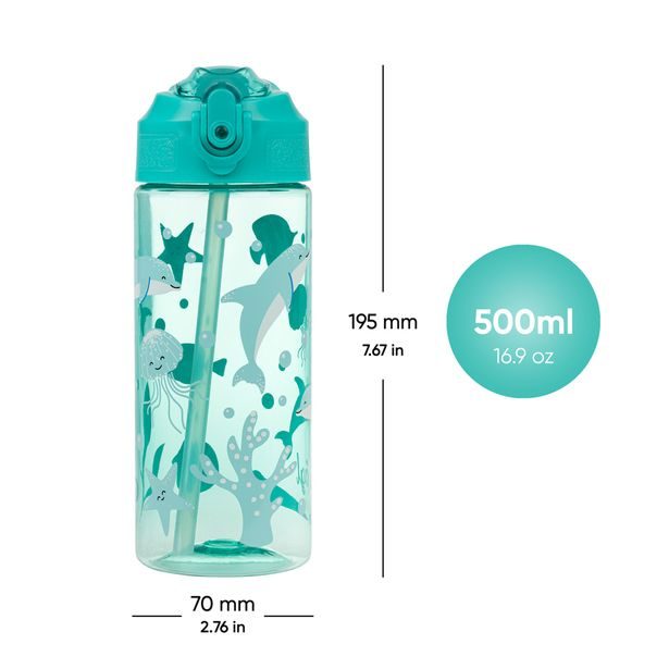 BAAGL Tritanová láhev na pití s brčkem Delfín 500 ml