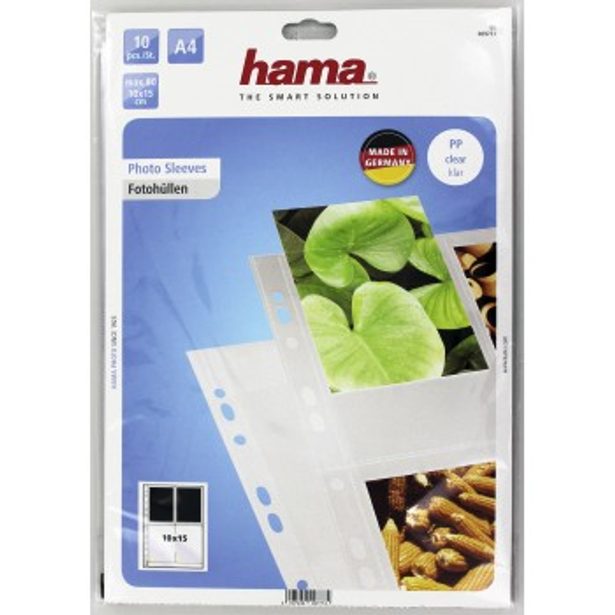 Hama photo sleeves for ring-binder albums A4, Clear, 10 x 15 cm