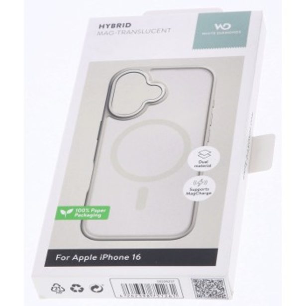 White Diamonds Hybrid Case, kryt pro Apple iPhone 16, magnetický, matný, poloprůhledný pískový