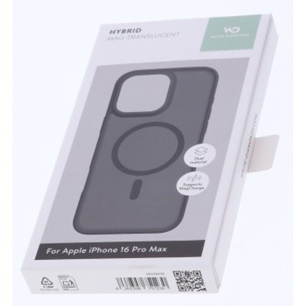 White Diamonds Hybrid Case, kryt pro Apple iPhone 16 Pro Max, magnetický, matný, poloprůhledný černý