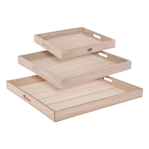 EXCELLENT HOUSEWARE Sada servírovacích podnosů 3 ks přírodní KO-HZ1930680