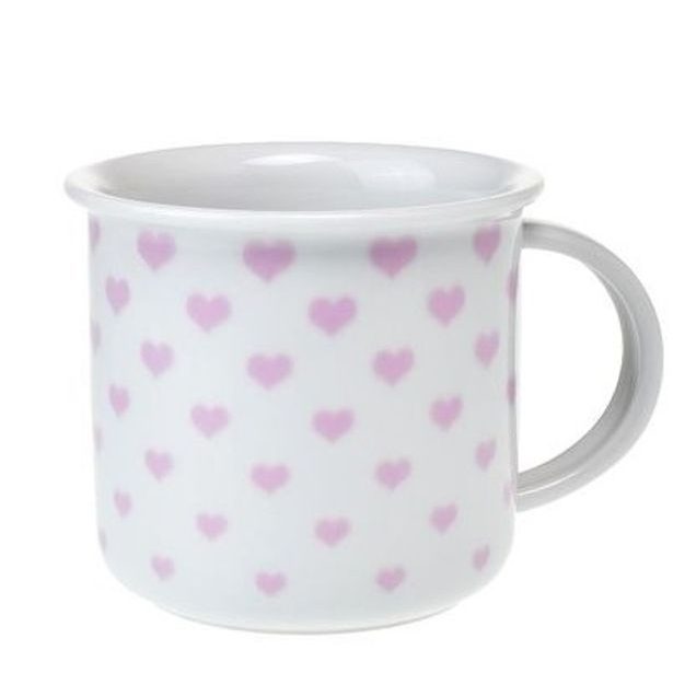hrnek 250ml TINA - růžová SRDÍČKA, U3395/25, čes.porcelán